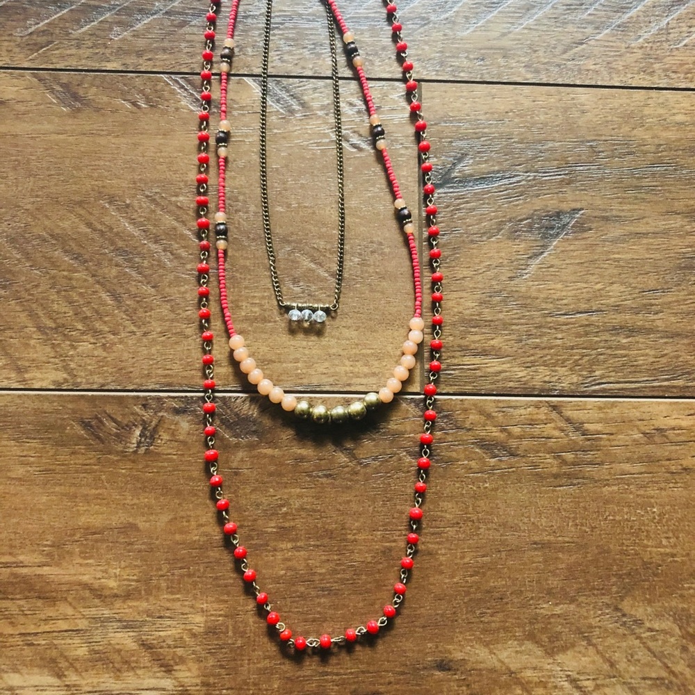 Caribbean Coral 3 tiered necklace
